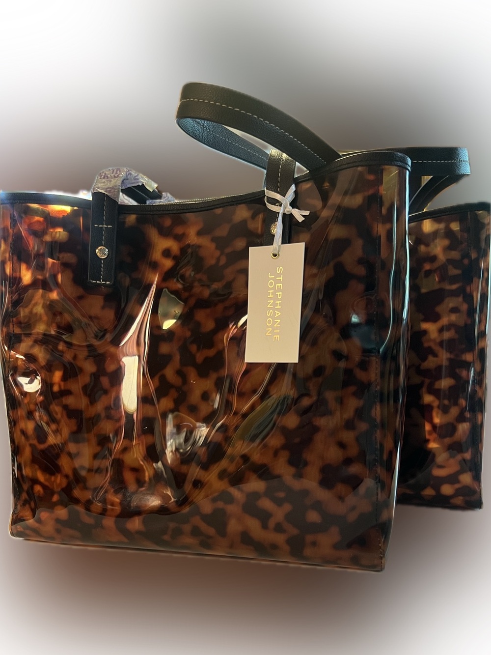 Stephanie Johnson Miami Clearly Tortoise Piper Tote/bag in bag - NWT - Picture 5 of 16